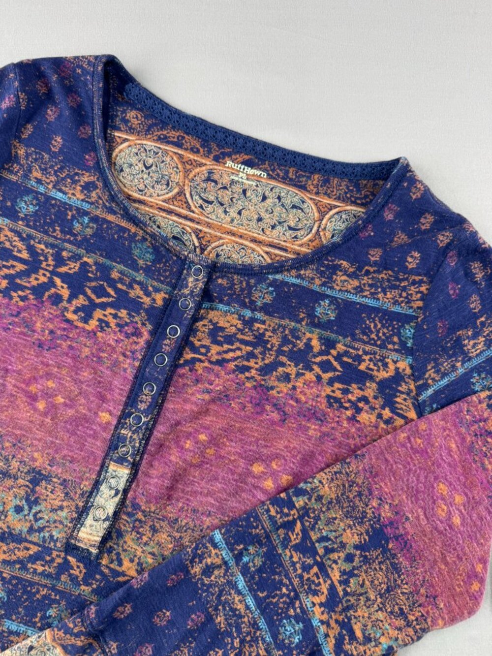 Ruff Hewn Women's PL Boho Top Multi-color Floral Geometric Southwest Eccentric